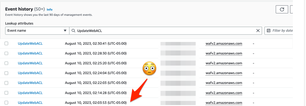 CloudTrail Update WebACL